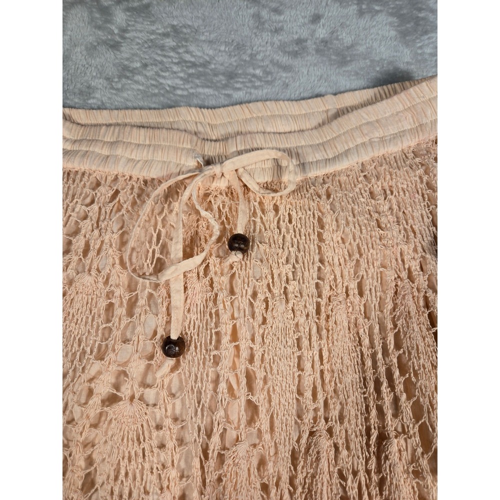 JW Style Women Peach Pink Ombre Crochet Maxi Skrt Cotton Boho Handkerchief Hem S - Picture 4 of 7